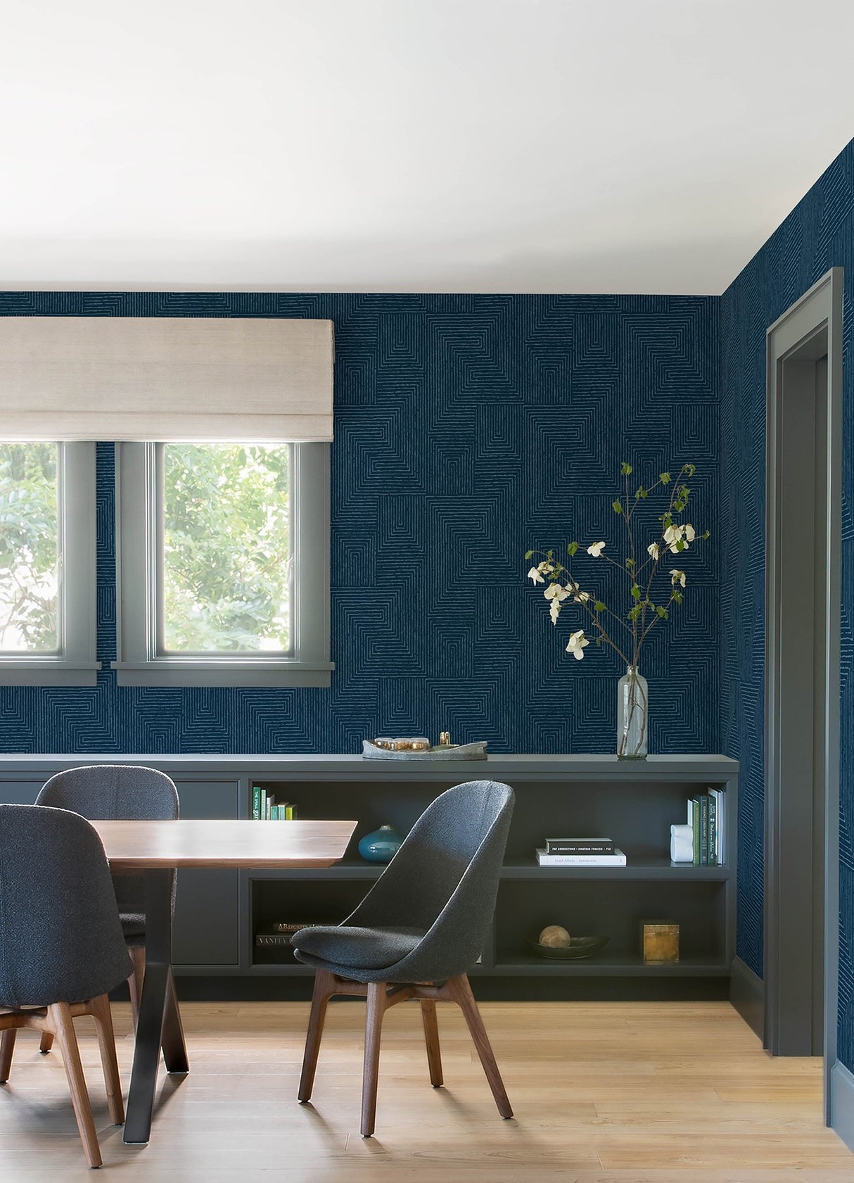 Mortenson Navy Geometric Wallpaper with Modern Graphic Pattern - A-Street Prints 4034-72144