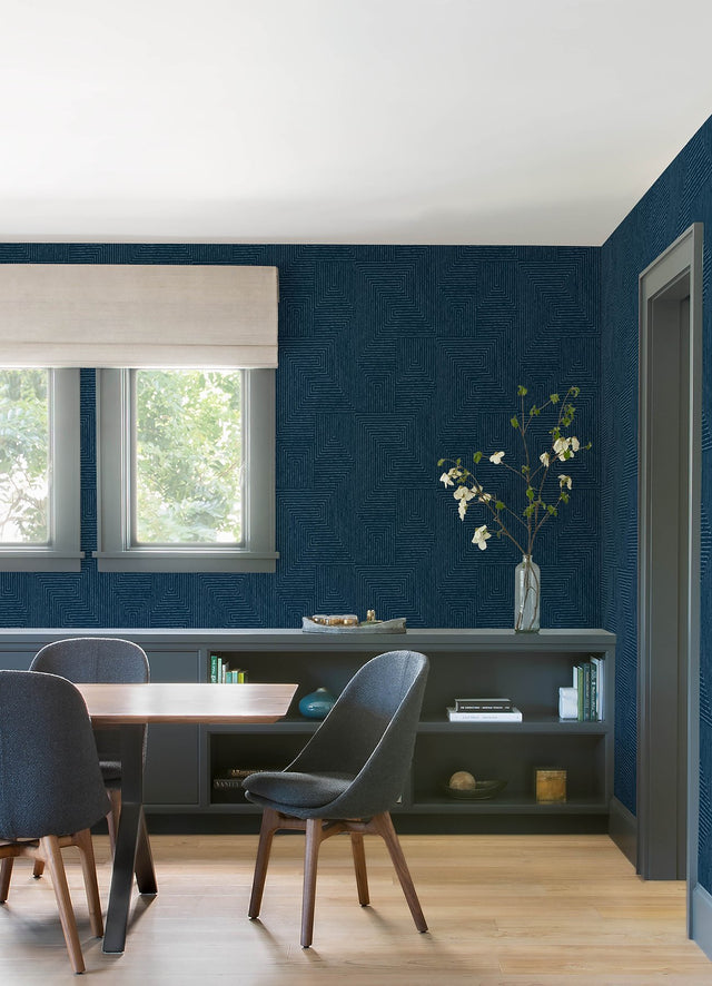 Mortenson Navy Geometric Wallpaper with Modern Graphic Pattern - A-Street Prints 4034-72144