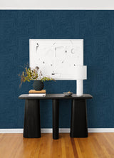Mortenson Navy by A-Street Prints Modern Painterly Large-Scale Geometric Unpasted Cork Wallpaper Roll 27-in Wide x 27-ft Long - YK72144
