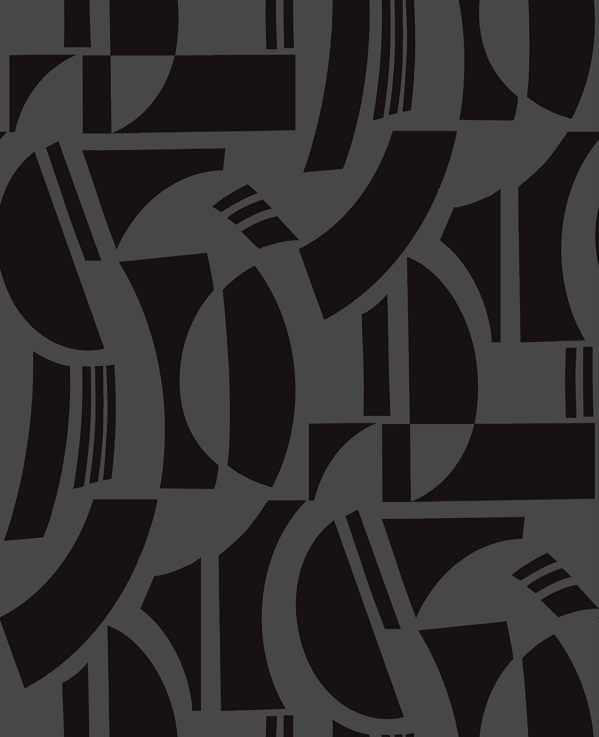 Carter Black Geometric Flock Wallpaper with Modern Graphic Pattern - Brewster 4034-87379