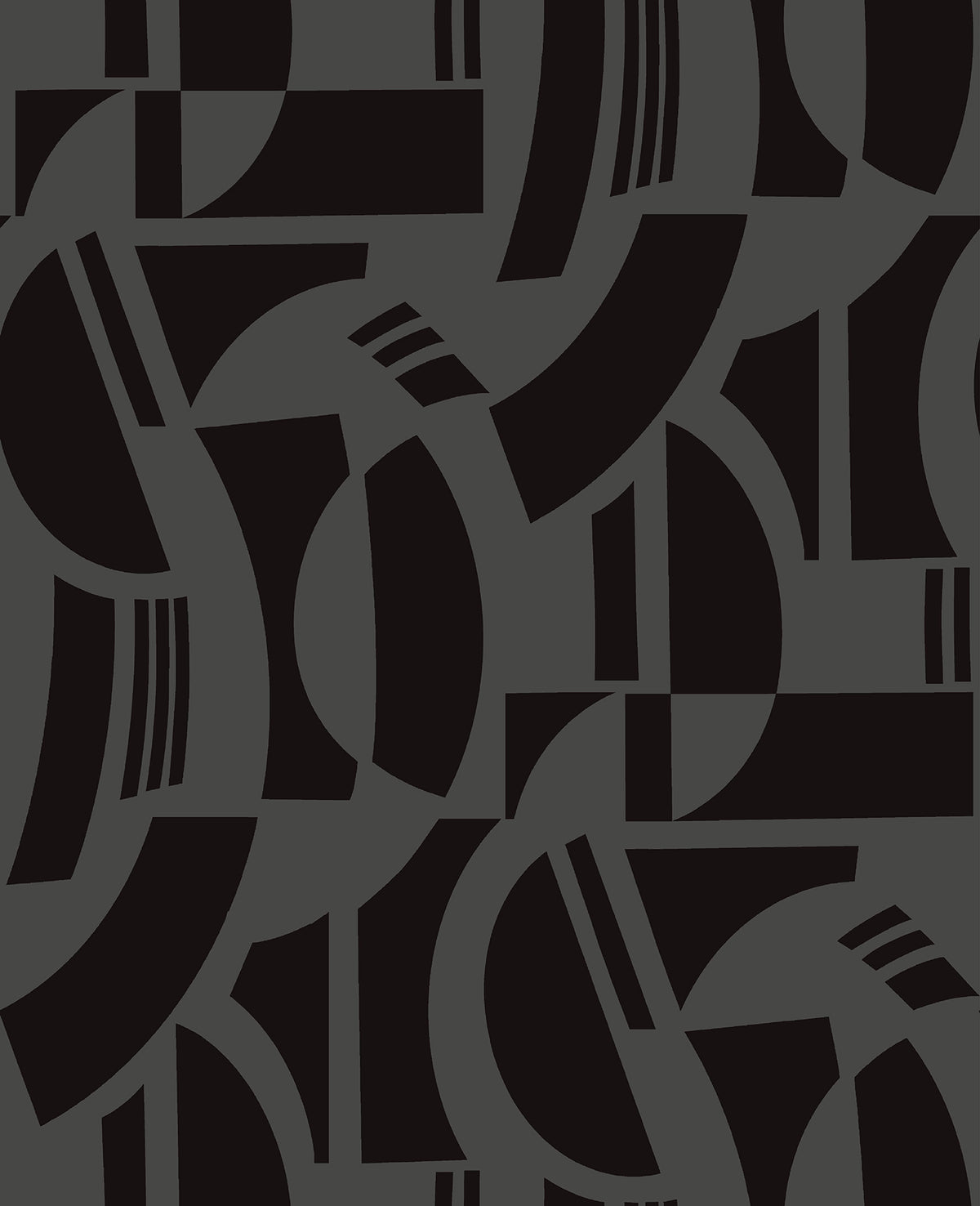Carter Black Geometric Flock Wallpaper by A-Street Prints SP87379 - Modern geometric shapes in velvety black flock on a charcoal background