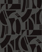 Carter Black Geometric Flock Wallpaper by A-Street Prints SP87379 - Modern geometric shapes in velvety black flock on a charcoal background