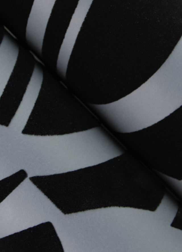 Carter Black Geometric Flock Wallpaper with Modern Graphic Pattern - Brewster 4034-87379