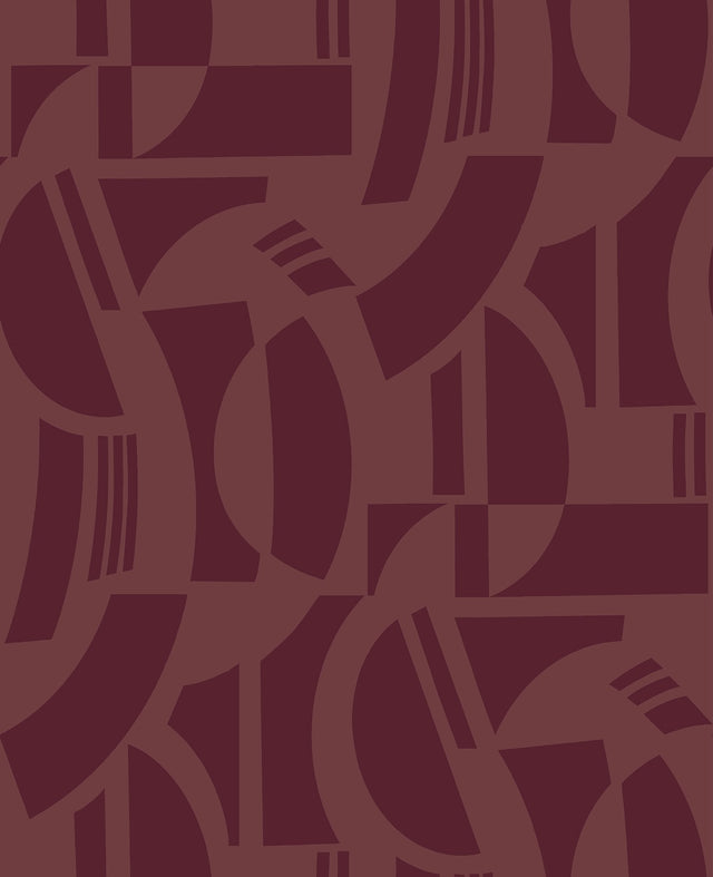 Carter Burgundy Geometric Flock Wallpaper - A-Street Prints 4034-87380