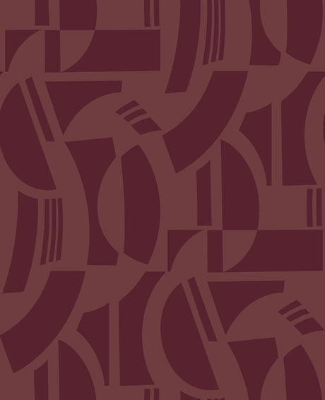 Carter Burgundy Geometric Flock Wallpaper by A-Street Prints - SP87380