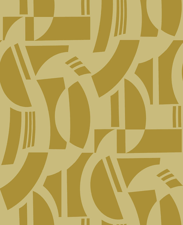 Carter Gold Geometric Flock Wallpaper with Modern Graphic Pattern - A?Street Prints 4034-87382