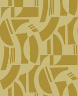Carter Gold Geometric Flock Wallpaper by A-Street Prints - Modern Gold Geometric Pattern on Pale Golden Yellow Background