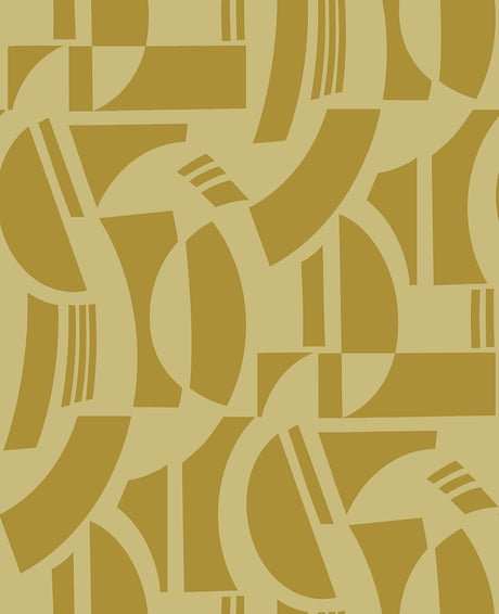 Carter Gold Geometric Flock Wallpaper by A-Street Prints - Modern Gold Geometric Pattern on Pale Golden Yellow Background