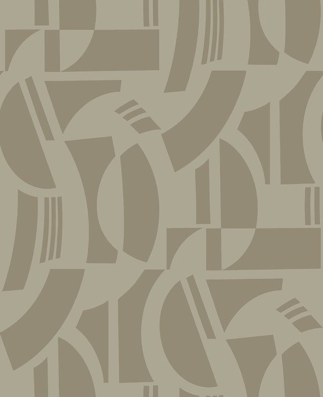 Carter Light Brown Geometric Flock Wallpaper with Modern Graphic Motif - A-Street Prints 4034-87383