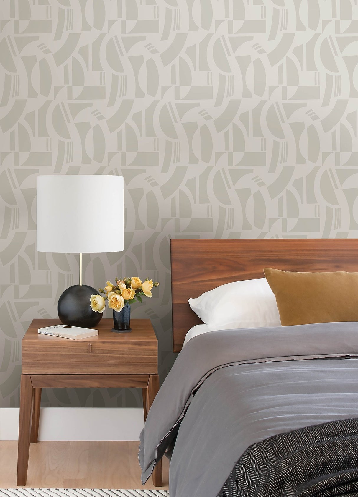 Carter Cream Geometric Flock Wallpaper with Modern Geometrics Pattern - A-Street Prints 4034-87384