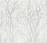 Yasuo Cream Tree Branch Wallpaper with Metallic Botanical Tree Silhouette - Advantage 4035-30094-1