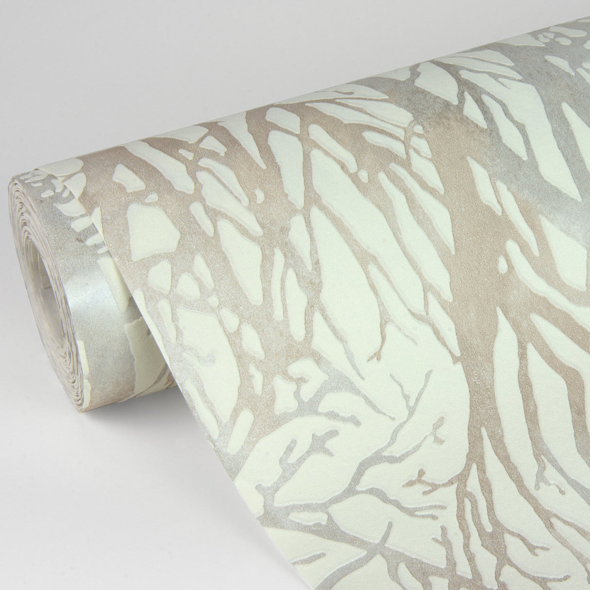 Yasuo Cream Tree Branch Wallpaper with Metallic Botanical Tree Silhouette - Advantage 4035-30094-1