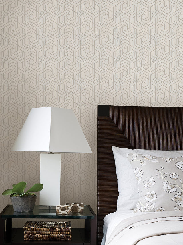 Tama Champagne Geometric Wallpaper with Metallic Textured Modern Geometrics - Advantage 4035-32608