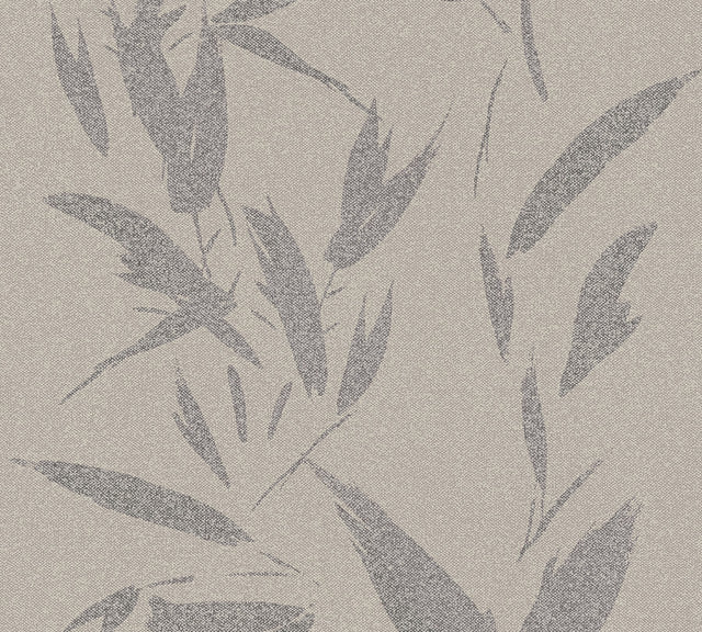 Kaiya Grey Leaves Wallpaper with Raised Ink Textured Botanical Pattern - Advantage 4035-37549-3
