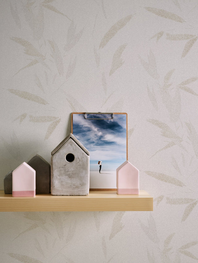Kaiya Cream Leaves Wallpaper in Cream with Raised Ink Texture - Advantage 4035-37549-5