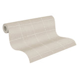 Kishi Neutral Tile Wallpaper with Textured Raised Ink Grid - Brewster 4035-37551-4