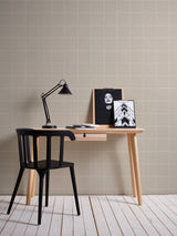 Kishi Neutral Tile Wallpaper with Textured Raised Ink Grid - Brewster 4035-37551-4