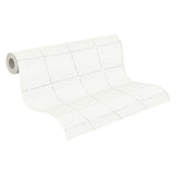 Kishi White Tile Textured Vinyl Wallpaper with Graphic Tile Pattern - Brewster 4035-37551-5