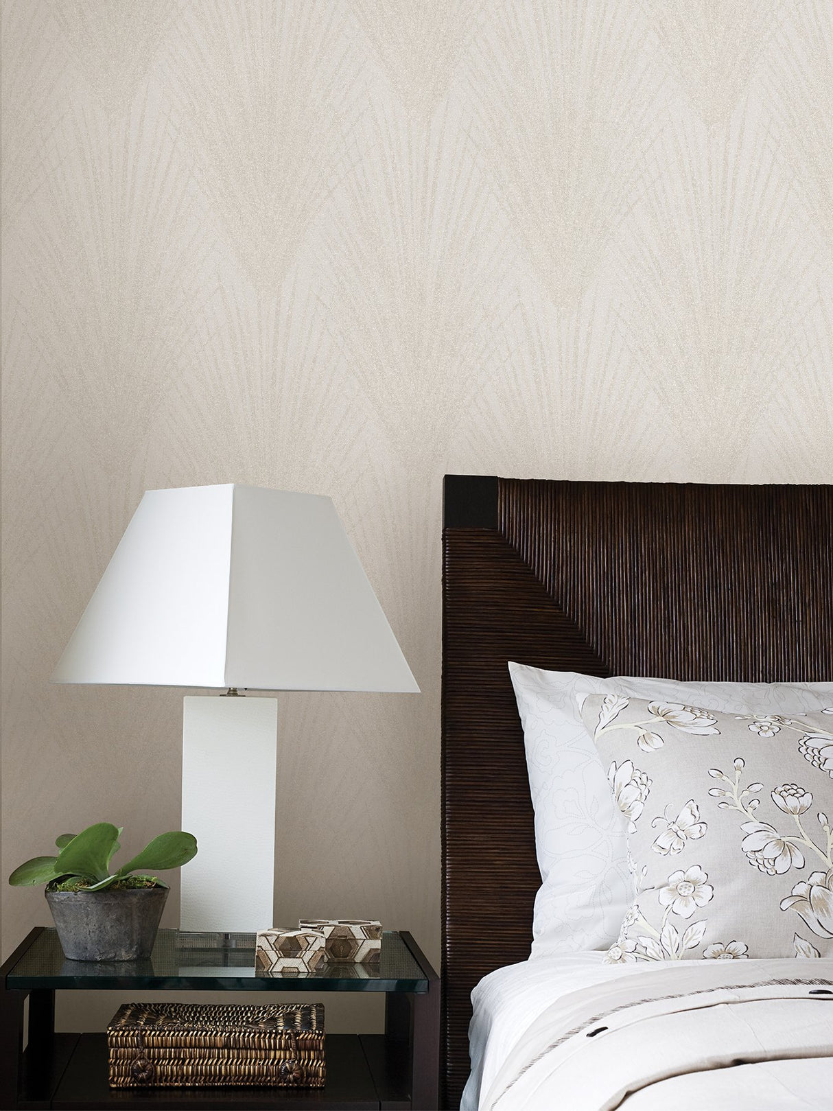 Keina Taupe Fronds Wallpaper with Textured Raised Ink Botanical Leaves - Advantage 4035-37553-2