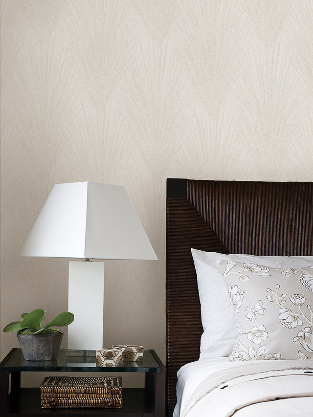Keina Taupe Fronds Wallpaper with Textured Raised Ink Botanical Leaves - Advantage 4035-37553-2