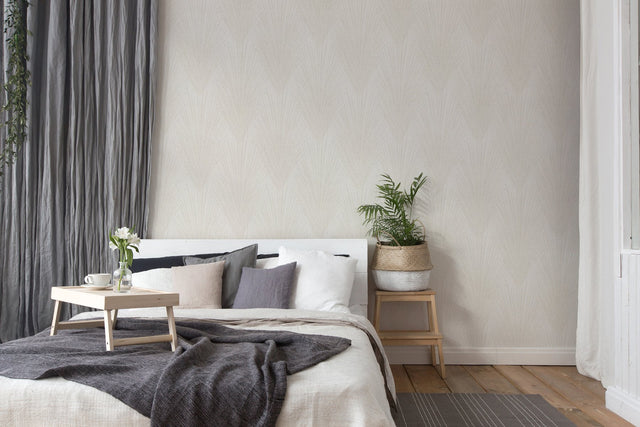 Keina Taupe Fronds Wallpaper with Textured Raised Ink Botanical Leaves - Advantage 4035-37553-2