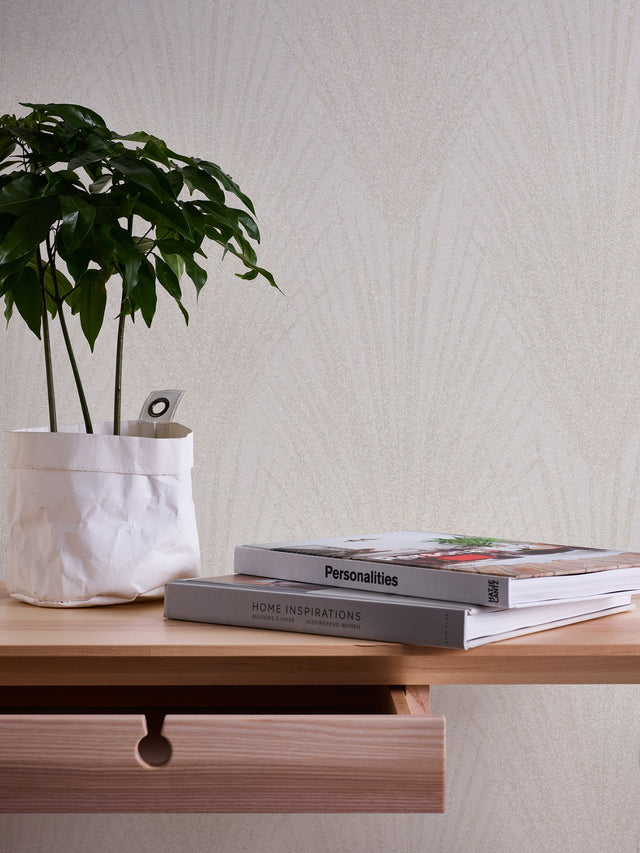 Keina Taupe Fronds Wallpaper with Textured Raised Ink Botanical Leaves - Advantage 4035-37553-2