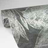 Suki Grey Leaves Wallpaper with Metallic Silver Botanical Motif - Advantage 4035-37836-4
