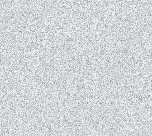 Sayuri Silver Leaf Trail Grey Wallpaper with Metallic Textured Leaf Pattern - Advantage 4035-37837-1