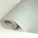 Sayuri Silver Leaf Trail Grey Wallpaper with Metallic Textured Leaf Pattern - Advantage 4035-37837-1