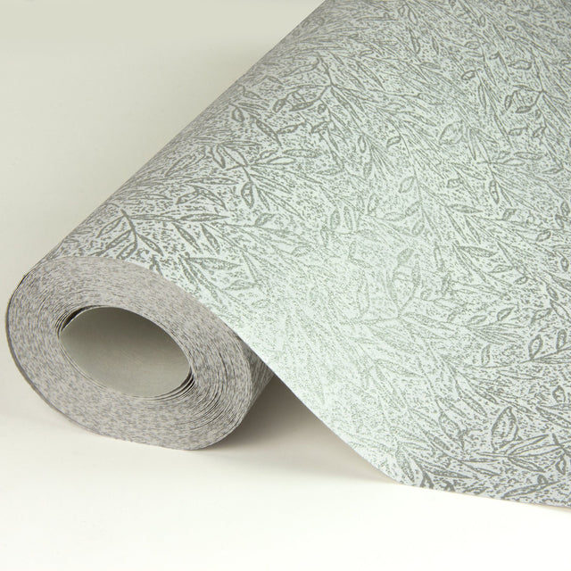Sayuri Silver Leaf Trail Grey Wallpaper with Metallic Textured Leaf Pattern - Advantage 4035-37837-1