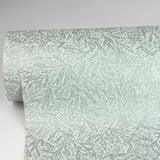 Sayuri Silver Leaf Trail Grey Wallpaper with Metallic Textured Leaf Pattern - Advantage 4035-37837-1