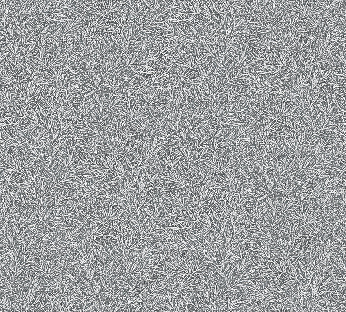 Sayuri Charcoal Leaf Trail Wallpaper with Metallic Textured Leaf Motif - Advantage 4035-37837-2