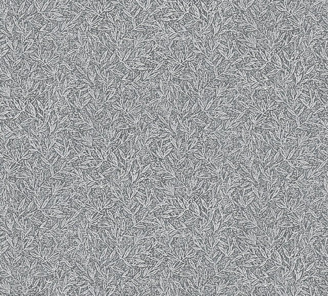 Sayuri Charcoal Leaf Trail Wallpaper with Metallic Textured Leaf Motif - Advantage 4035-37837-2