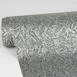 Sayuri Charcoal Leaf Trail Wallpaper with Metallic Textured Leaf Motif - Advantage 4035-37837-2