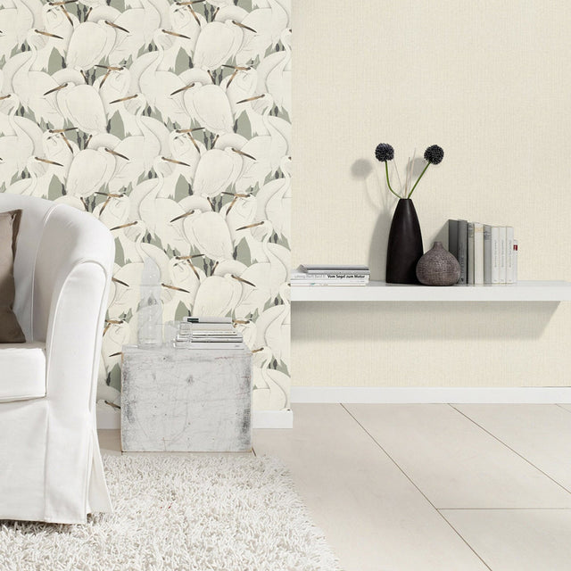 Hoshi White Woven Wallpaper with Raised Ink Texture - Advantage 4035-407921