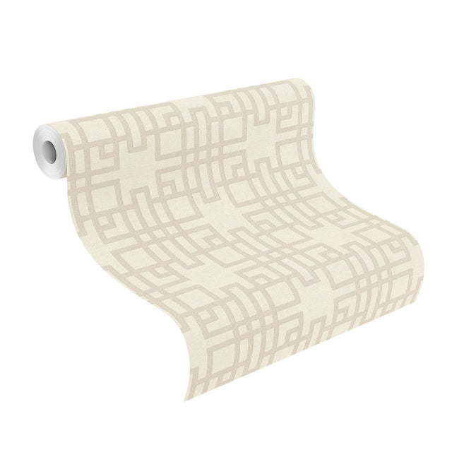 Mana White Trellis Textured Vinyl Wallpaper with Geometric Trellis Pattern - Advantage 4035-409239