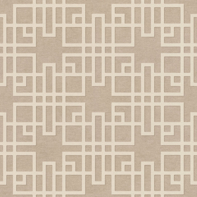 Mana Beige Trellis Textured Wallpaper with Modern Geometric Lattice - Advantage 4035-409246