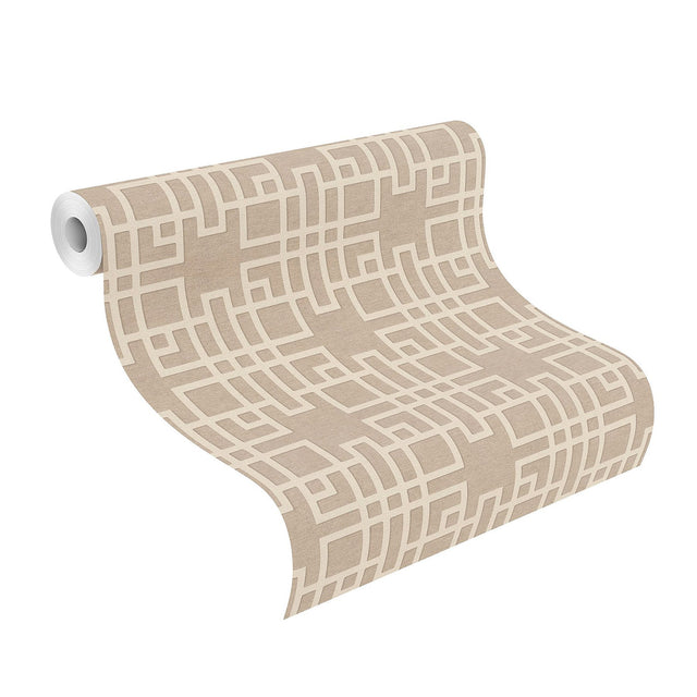 Mana Beige Trellis Textured Wallpaper with Modern Geometric Lattice - Advantage 4035-409246