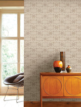 Mana Beige Trellis Textured Wallpaper with Modern Geometric Lattice - Advantage 4035-409246