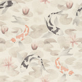 Nobu Beige Koi Fish Wallpaper with Eclectic Textured Pattern - Brewster 4035-409420
