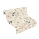 Nobu Beige Koi Fish Wallpaper with Eclectic Textured Pattern - Brewster 4035-409420
