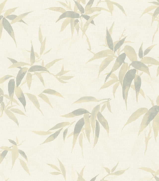 Minori White Leaves Wallpaper with Textured Botanical Leaf Motif - Brewster 4035-409741