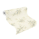 Minori White Leaves Wallpaper with Textured Botanical Leaf Motif - Brewster 4035-409741