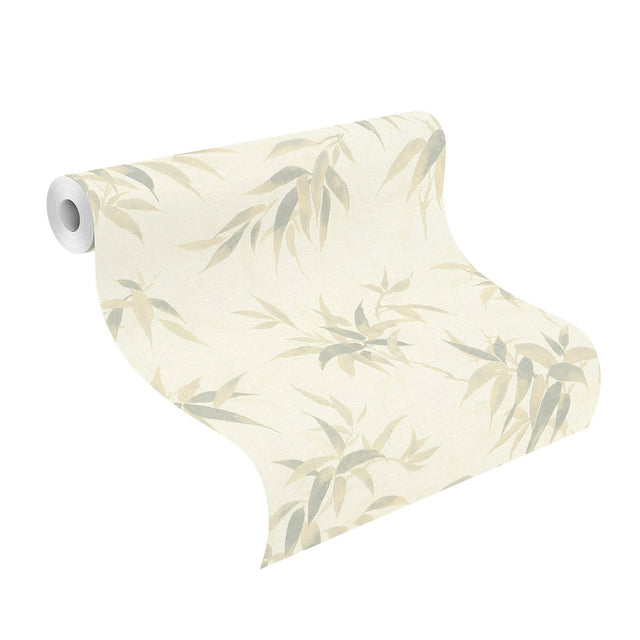 Minori White Leaves Wallpaper with Textured Botanical Leaf Motif - Brewster 4035-409741