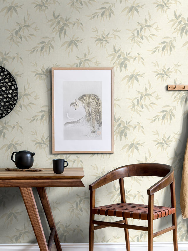 Minori White Leaves Wallpaper with Textured Botanical Leaf Motif - Brewster 4035-409741