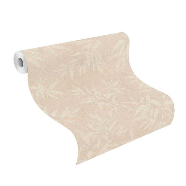 Minori Beige Leaves Textured Wallpaper with Botanical Leaf Motif - Advantage 4035-409758