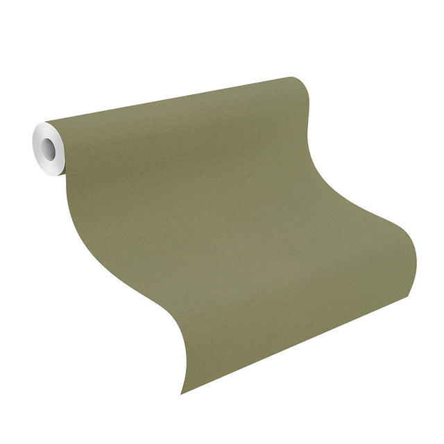 Umi Green Faux Linen Wallpaper with Fabric & Woven Texture - Advantage 4035-452068