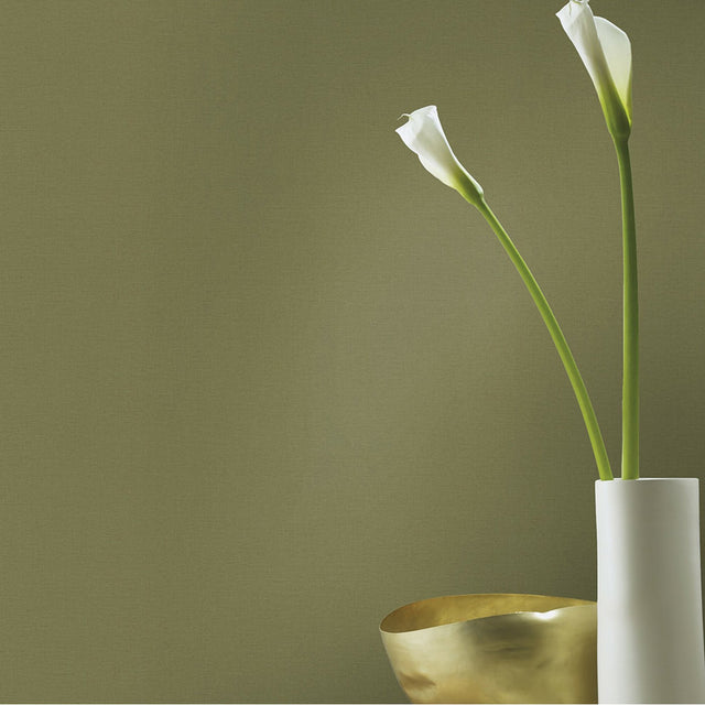 Umi Green Faux Linen Wallpaper with Fabric & Woven Texture - Advantage 4035-452068