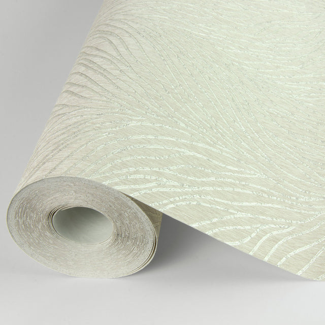 Tomo Cream Abstract Wallpaper with Metallic Textured Finish - Advantage 4035-58426