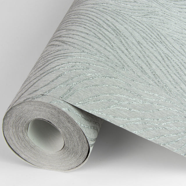 Tomo Grey Abstract Wallpaper with Metallic Textured Botanical Motif - Advantage 4035-58427